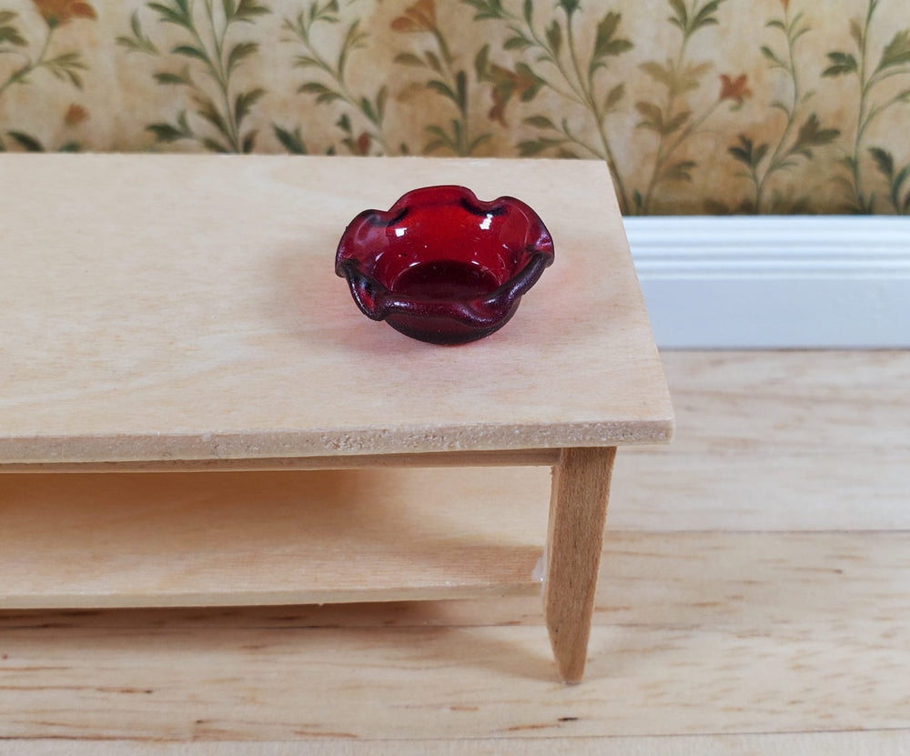 Dollhouse Cranberry Red Glass Candy Dish or Serving Bowl 1:12 Scale Miniature - MiniatureCrush