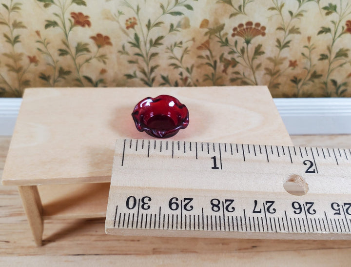 Dollhouse Cranberry Red Glass Candy Dish or Serving Bowl 1:12 Scale Miniature - MiniatureCrush