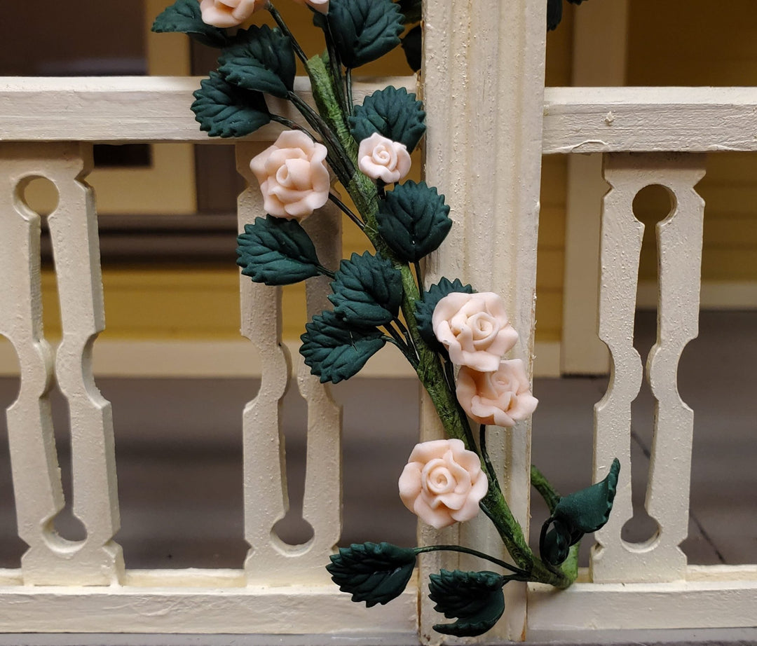 Dollhouse Cream Climbing Roses Vine 1:12 Scale Miniature Garden Flowers - MiniatureCrush