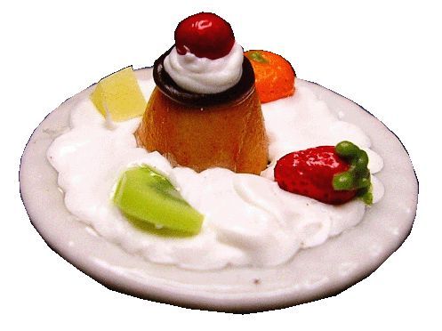 Dollhouse Cream Dessert with Fruit Garnish 1:12 Scale Miniature Dessert Food - MiniatureCrush