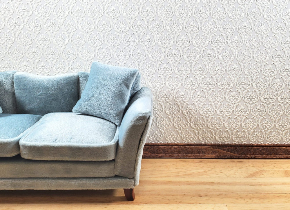 Dollhouse Cream Embossed Wallpaper x3 Sheets Art Nouveau 20 "x 10.5" 1:12 Scale - MiniatureCrush