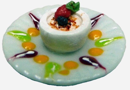 Dollhouse Creme Brule on a White Plate 1:12 Scale Miniature Food - MiniatureCrush