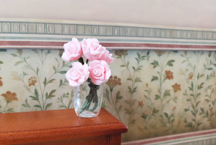 Dollhouse Crimped Narrow Vase Clear Glass 1:12 Scale Miniature - MiniatureCrush