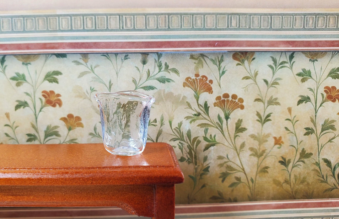Dollhouse Crimped Narrow Vase Clear Glass 1:12 Scale Miniature - MiniatureCrush