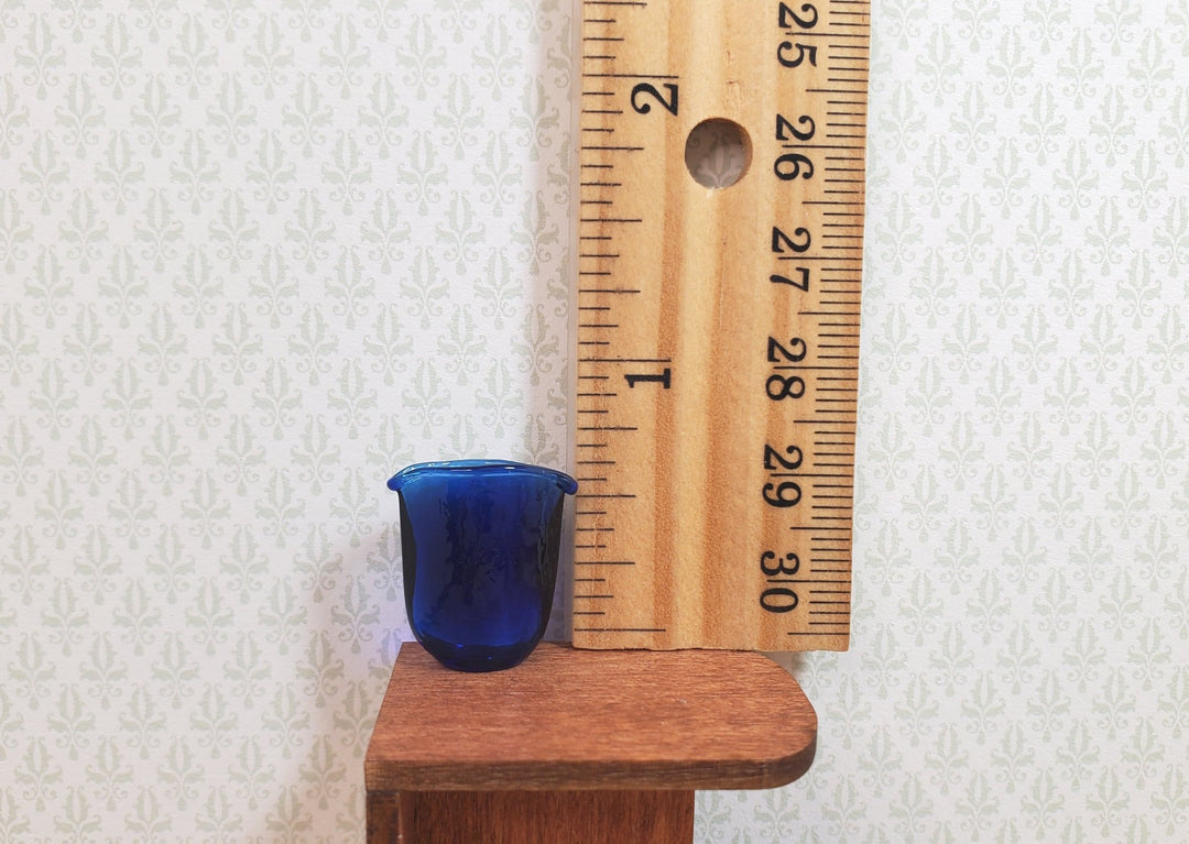 Dollhouse Crimped Narrow Vase Cobalt Blue Glass 1:12 Scale Miniature - MiniatureCrush