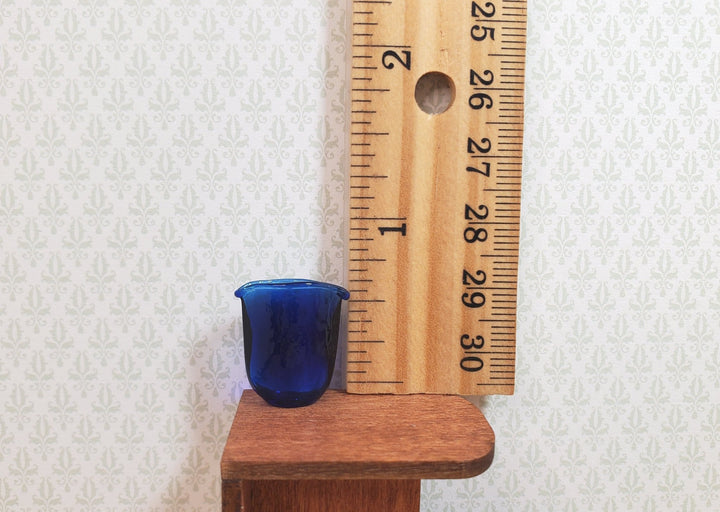 Dollhouse Crimped Narrow Vase Cobalt Blue Glass 1:12 Scale Miniature - MiniatureCrush