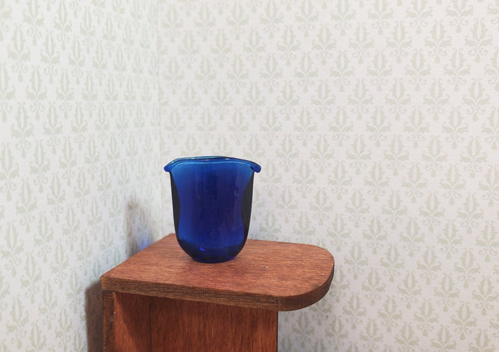 Dollhouse Crimped Narrow Vase Cobalt Blue Glass 1:12 Scale Miniature - MiniatureCrush