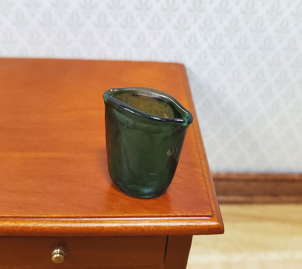 Dollhouse Crimped Narrow Vase Green Glass 1:12 Scale Miniature - MiniatureCrush