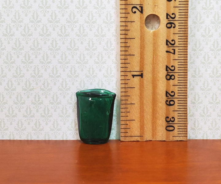 Dollhouse Crimped Narrow Vase Green Glass 1:12 Scale Miniature - MiniatureCrush