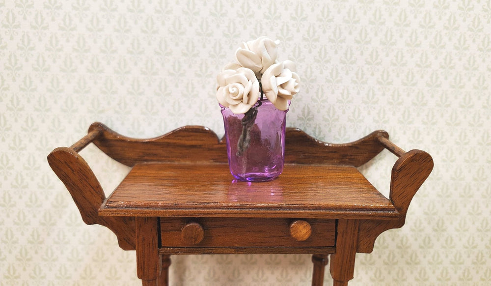 Dollhouse Crimped Narrow Vase Purple Glass 1:12 Scale Miniature Decor Flowers - MiniatureCrush