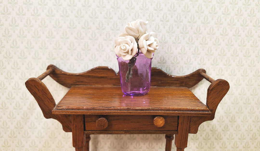 Dollhouse Crimped Narrow Vase Purple Glass 1:12 Scale Miniature Decor Flowers - MiniatureCrush