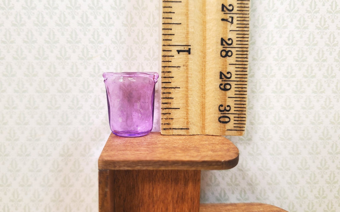 Dollhouse Crimped Narrow Vase Purple Glass 1:12 Scale Miniature Decor Flowers - MiniatureCrush