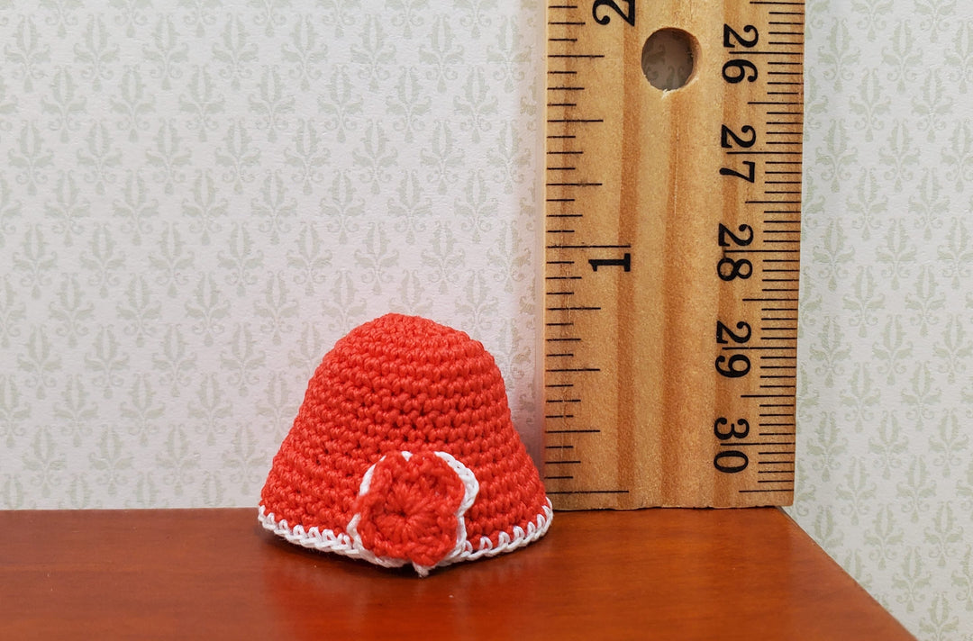 Dollhouse Crocheted Hat Red and White Wearable 1:12 Scale Miniature - MiniatureCrush