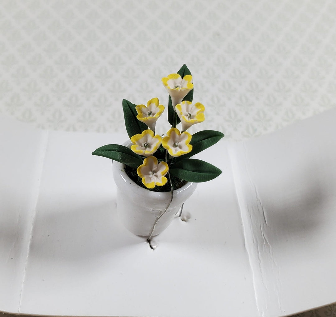 Dollhouse Crocuses White and Yellow in a Ceramic Planter 1:12 Scale Miniature - MiniatureCrush