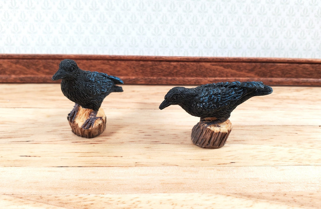Dollhouse Crows or Ravens Birds Set of 2 Large 1 5/8" long 1:12 Scale Miniature - Miniature Crush