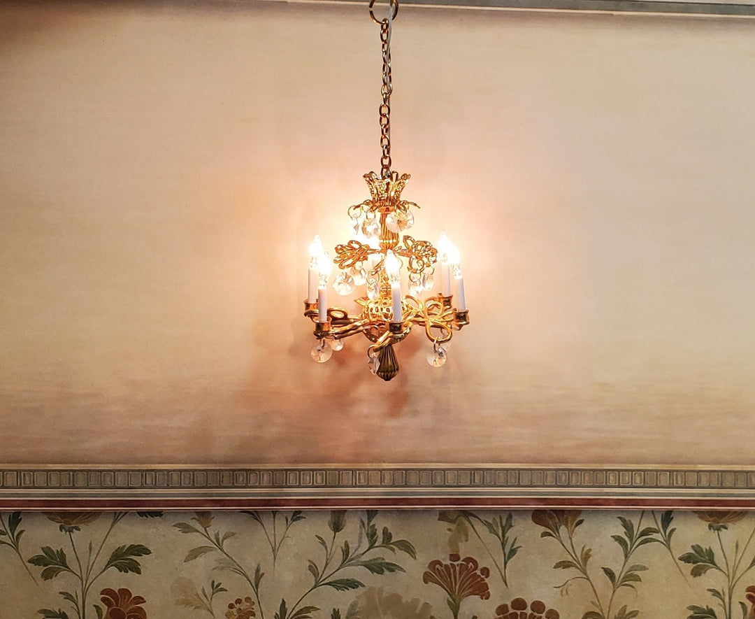 Dollhouse Crystal Ceiling Light "Debussy" Handmade 12 Volt 1:12 Scale Miniature - Miniature Crush