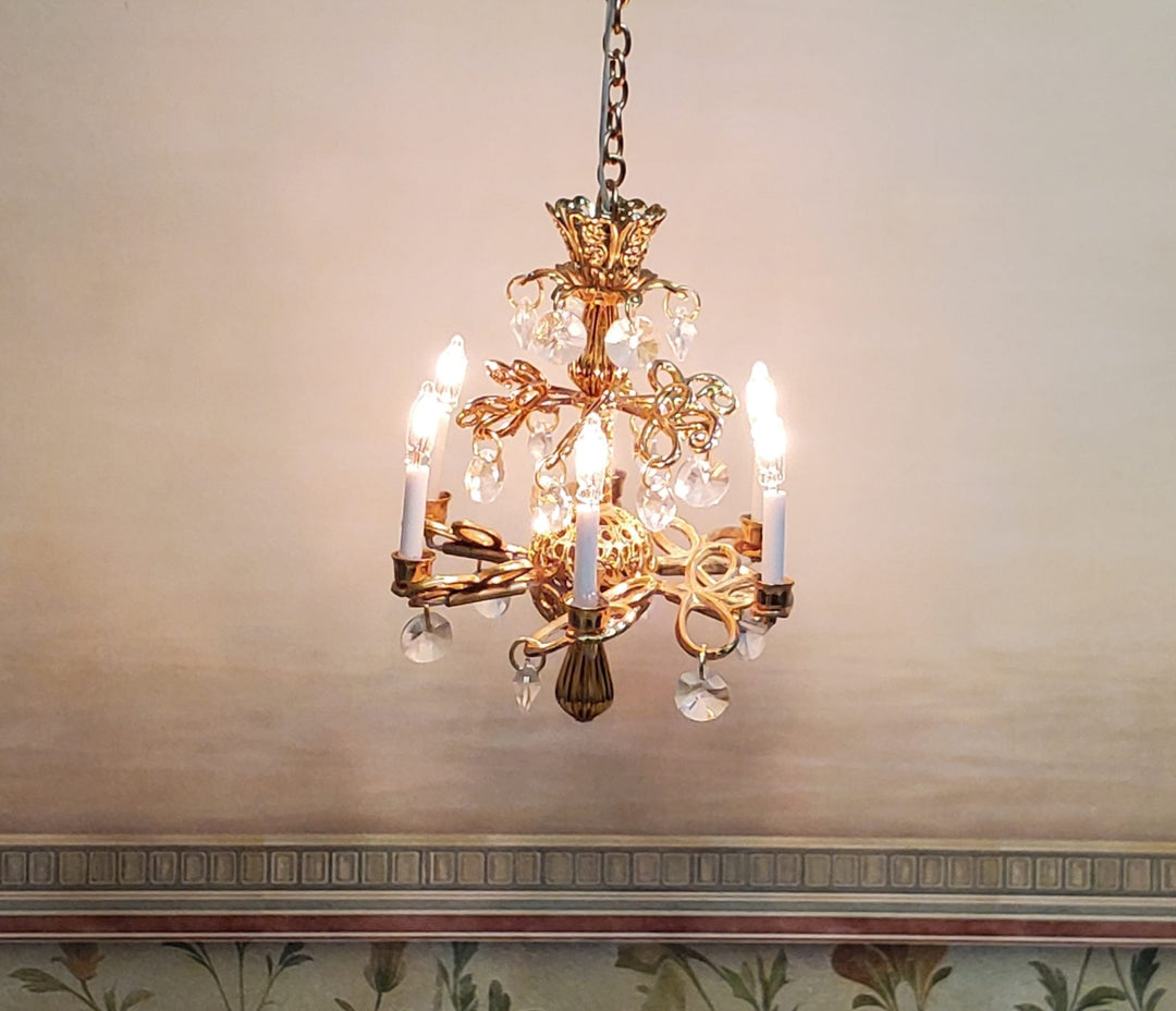 Dollhouse Crystal Ceiling Light "Debussy" Handmade 12 Volt 1:12 Scale Miniature - Miniature Crush