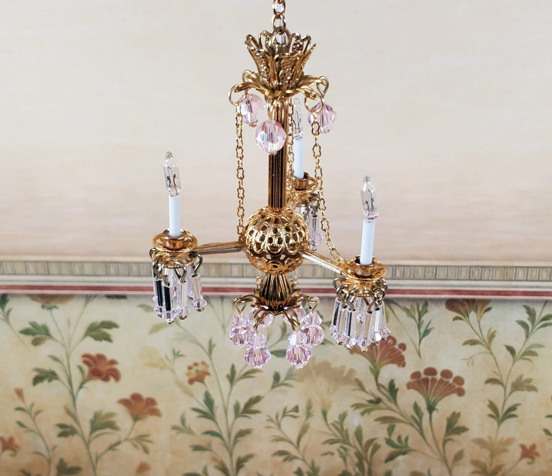 Dollhouse Crystal Ceiling Light Queen Anne Handmade 12 Volt 1:12 Scale Miniature - Miniature Crush