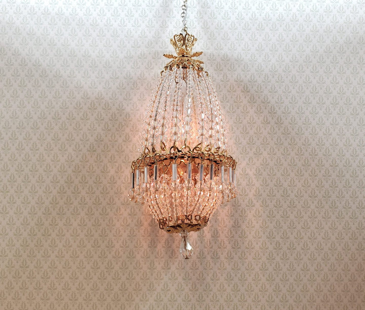 Dollhouse Crystal Chandelier "Daphne Deluxe" Real Glass 12 Volt 1:12 Scale - MiniatureCrush