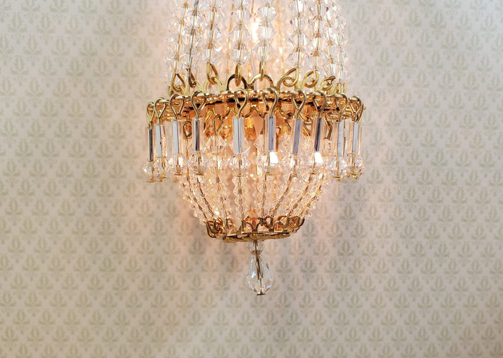Dollhouse Crystal Chandelier "Daphne Deluxe" Real Glass 12 Volt 1:12 Scale - MiniatureCrush