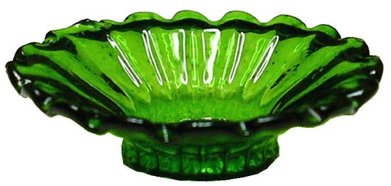 Dollhouse Crystal Green Glass Flared Platter 1:12 Scale Miniature Kitchen Decor - MiniatureCrush