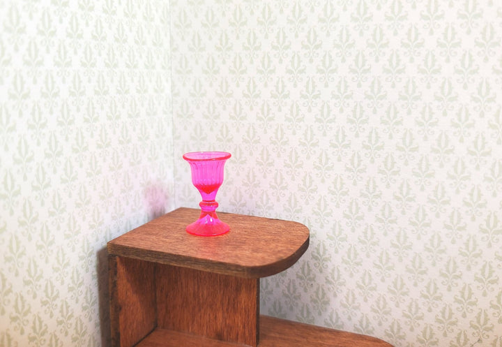 Dollhouse Crystal Pink Wine Glass 1:12 Scale Miniature Kitchen Dining - MiniatureCrush