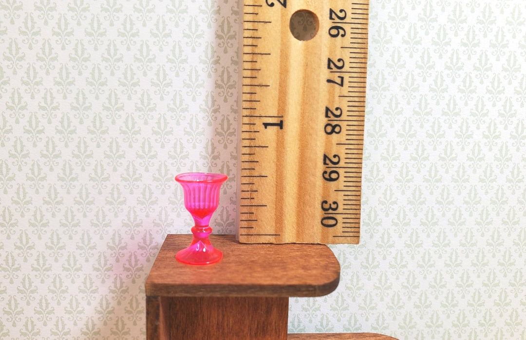 Dollhouse Crystal Pink Wine Glass 1:12 Scale Miniature Kitchen Dining - MiniatureCrush