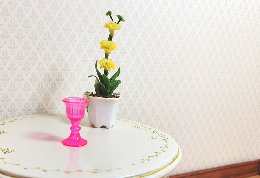 Dollhouse Crystal Pink Wine Glass 1:12 Scale Miniature Kitchen Dining - MiniatureCrush