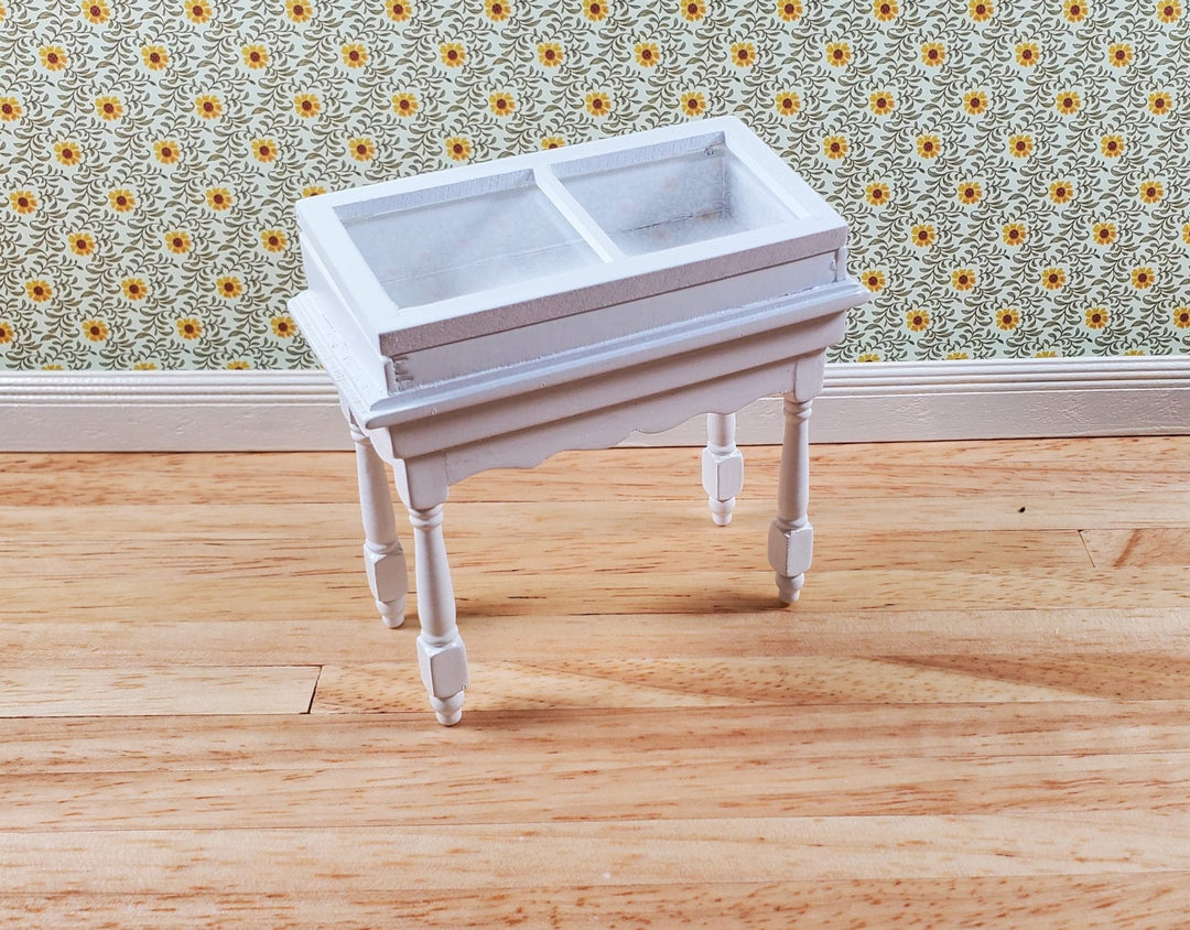 Dollhouse Curio Table Display Cabinet Lifting Top White 1:12 Scale Furniture - Miniature Crush