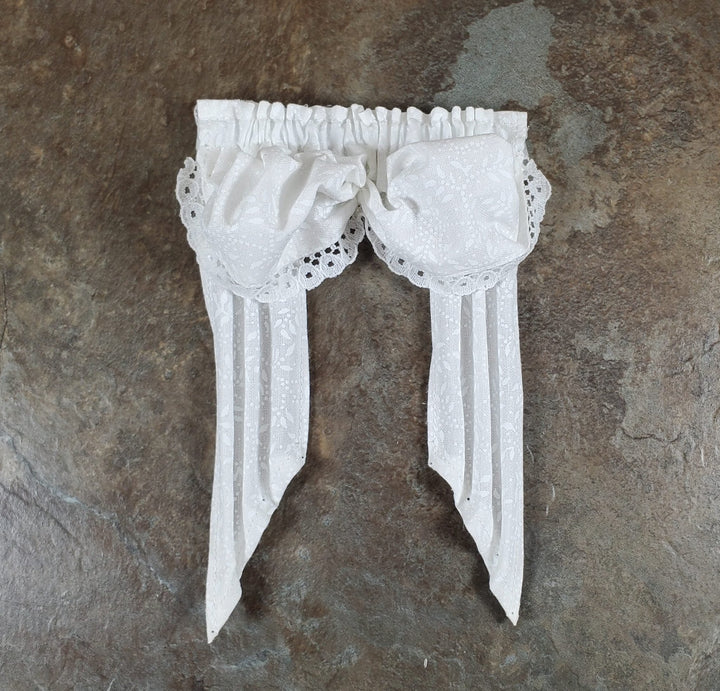 Dollhouse Curtains Balloon Valance White 1:12 Scale Handmade Miniatures - MiniatureCrush