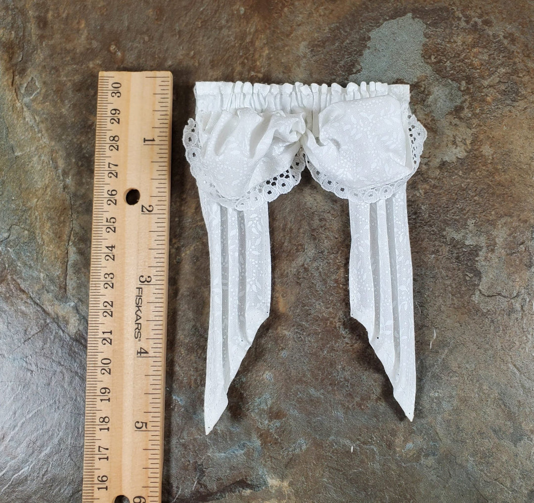 Dollhouse Curtains Balloon Valance White 1:12 Scale Handmade Miniatures - MiniatureCrush