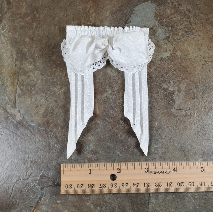 Dollhouse Curtains Balloon Valance White 1:12 Scale Handmade Miniatures - MiniatureCrush