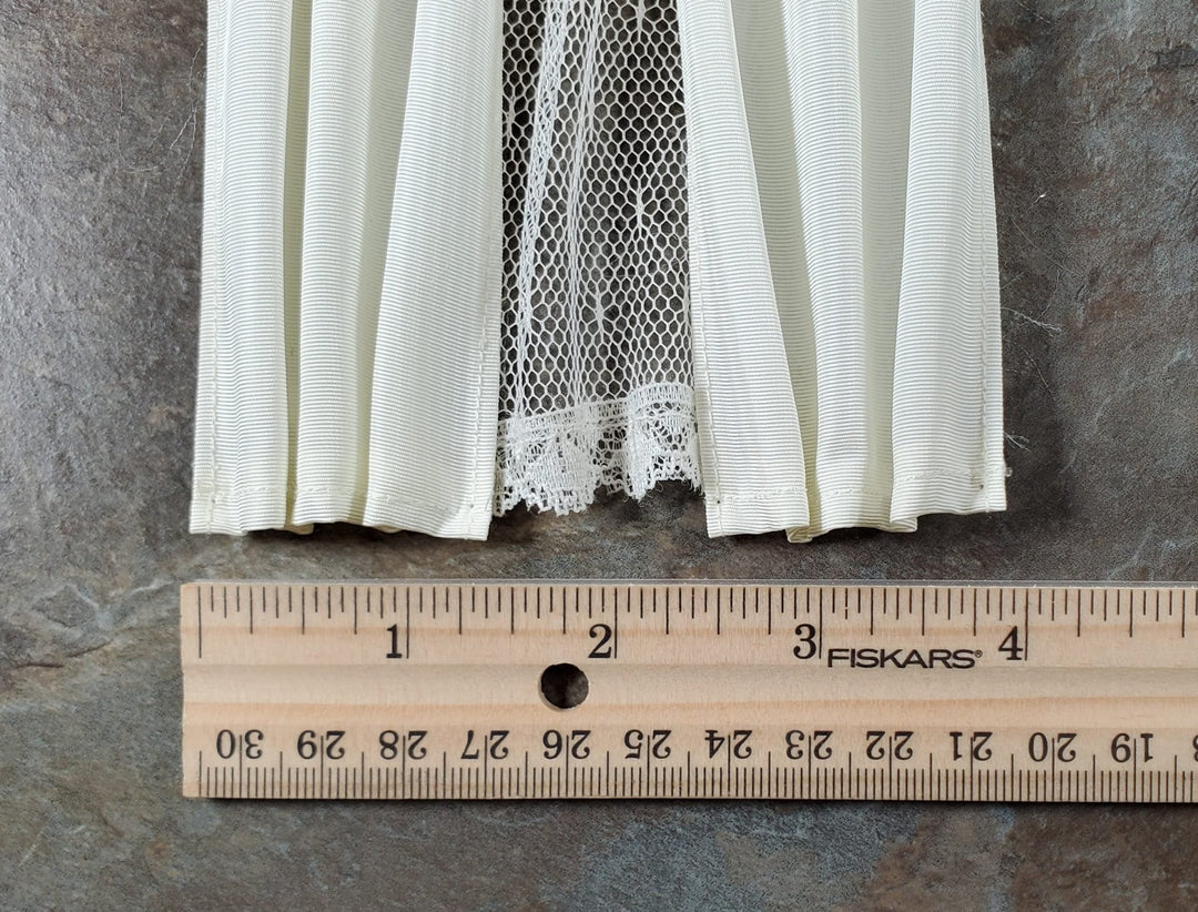 Dollhouse Curtains Fabric & Lace Cream and White Long 1:12 Scale Handmade - Miniature Crush