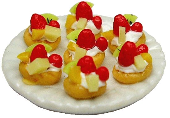 Dollhouse Custard Fruit Tartelettes 1:12 Scale Miniature Food Dessert - MiniatureCrush