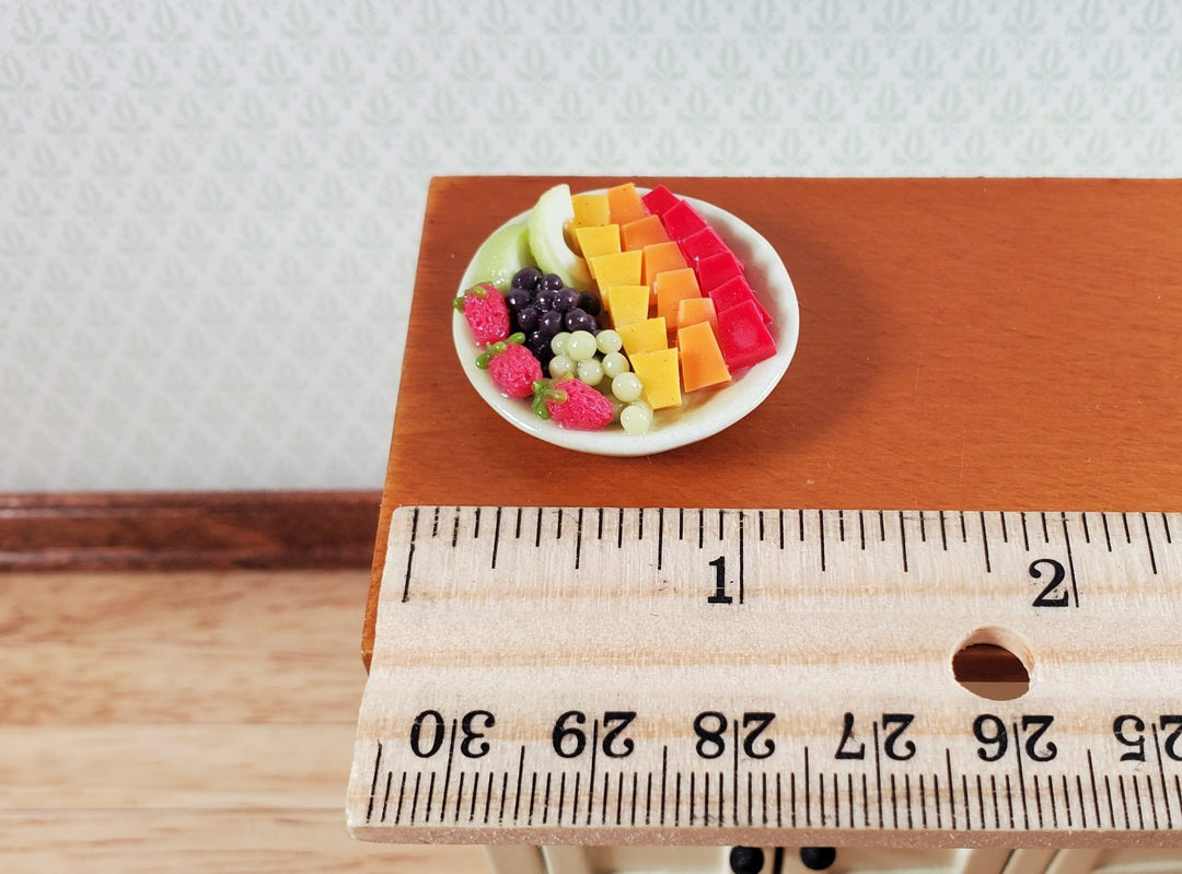 Dollhouse Cut Fruit Tray Melons Grapes Strawberries 1:12 Scale Miniature - MiniatureCrush