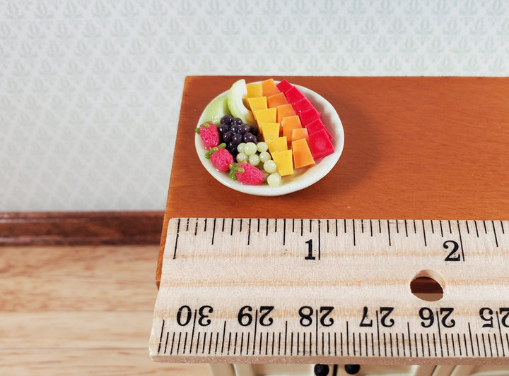 Dollhouse Cut Fruit Tray Melons Grapes Strawberries 1:12 Scale Miniature - MiniatureCrush