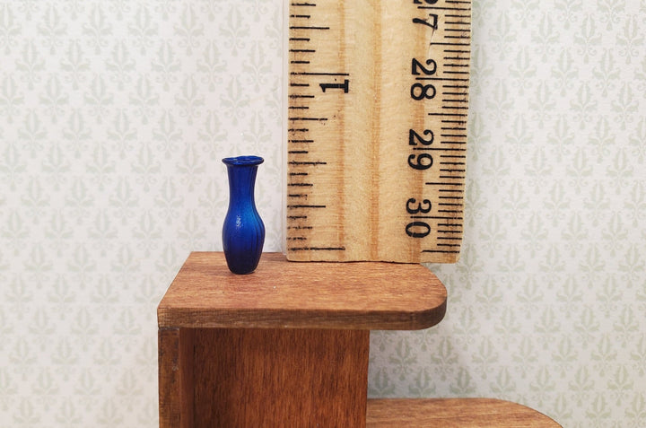 Dollhouse Dark Blue Glass Bud Vase 1:12 Scale Miniature Flowers Decoration - MiniatureCrush