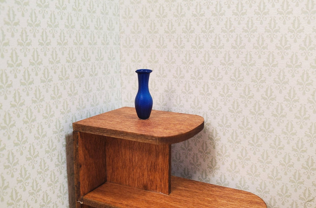 Dollhouse Dark Blue Glass Bud Vase 1:12 Scale Miniature Flowers Decoration - MiniatureCrush