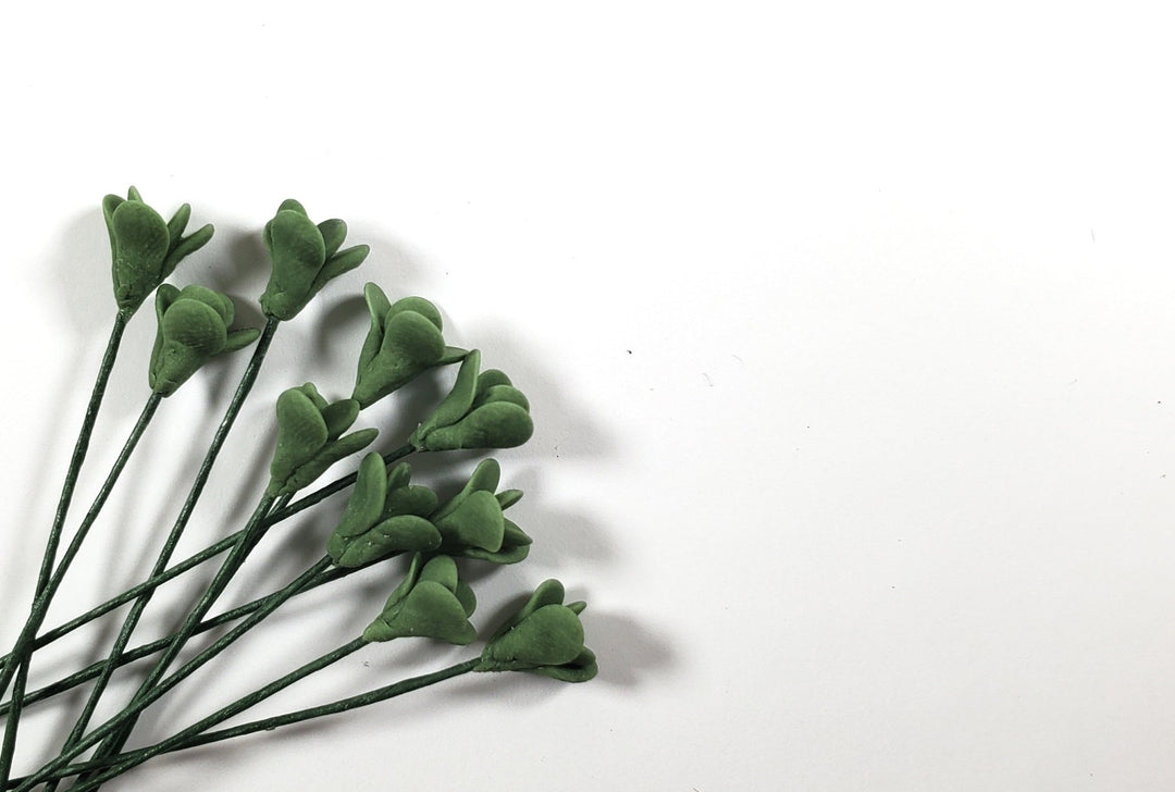 Dollhouse Dark Green Jade Branches Long Stem Set of 10 1:12 Scale Miniature - MiniatureCrush