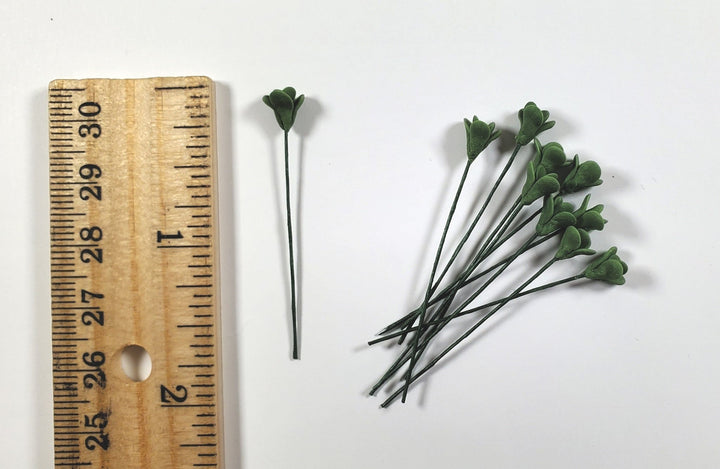 Dollhouse Dark Green Jade Branches Long Stem Set of 10 1:12 Scale Miniature - MiniatureCrush