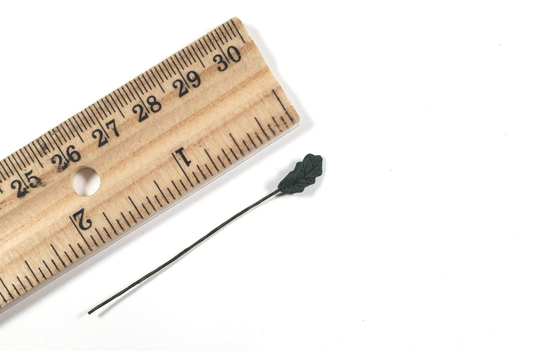 Dollhouse Dark Green Leaves Long Stem Set of 10 1:12 Scale Miniature - MiniatureCrush