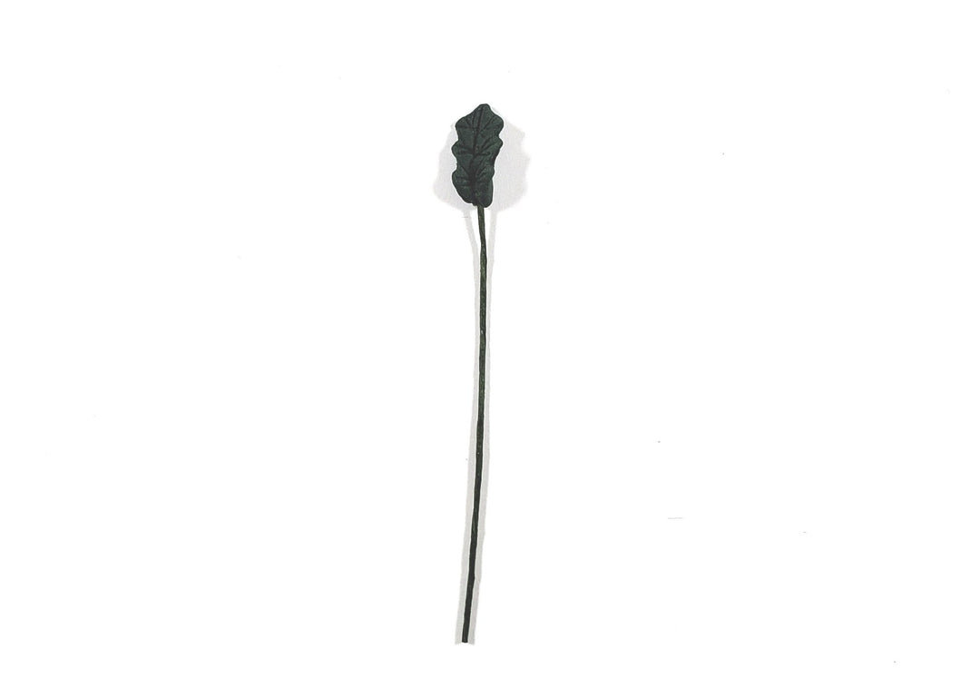 Dollhouse Dark Green Leaves Long Stem Set of 10 1:12 Scale Miniature - MiniatureCrush