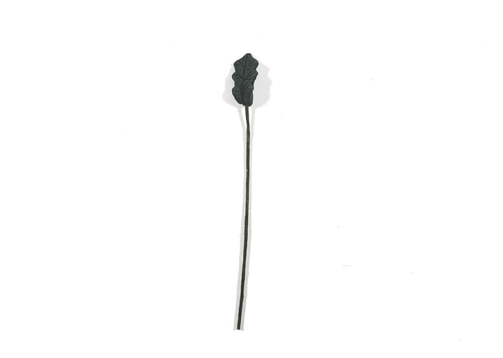 Dollhouse Dark Green Leaves Long Stem Set of 10 1:12 Scale Miniature - MiniatureCrush