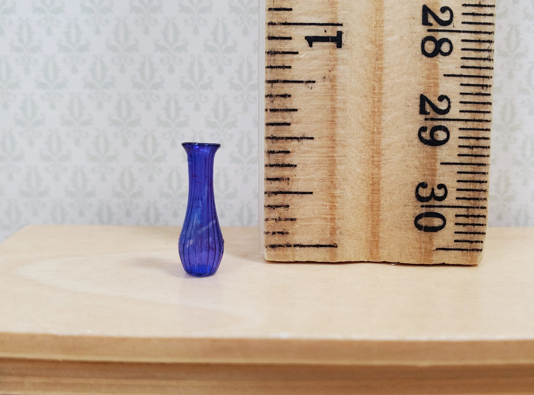 Dollhouse Dark Purple Glass Bud Vase 1:12 Scale Miniature Flowers Decoration - MiniatureCrush