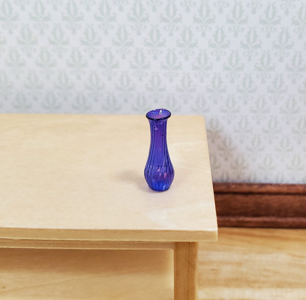 Dollhouse Dark Purple Glass Bud Vase 1:12 Scale Miniature Flowers Decoration - MiniatureCrush