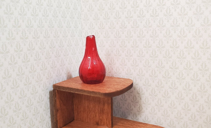 Dollhouse Dark Red Glass Tear Drop Vase 1:12 Scale Miniature Decor Flowers - MiniatureCrush