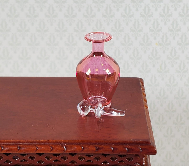 Dollhouse Decanter Pink Cranberry Glass with Stopper 1:12 Scale Philip Grenyer - Miniature Crush