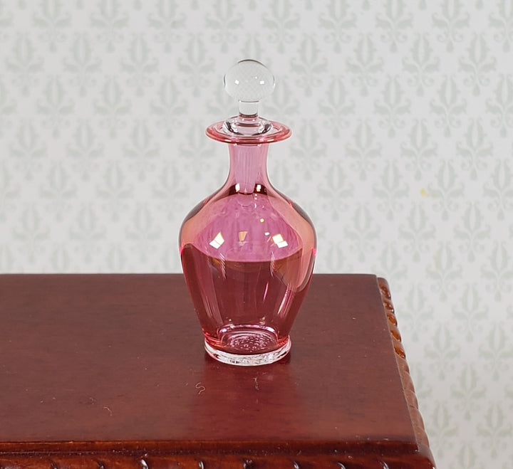 Dollhouse Decanter Pink Cranberry Glass with Stopper 1:12 Scale Philip Grenyer - Miniature Crush