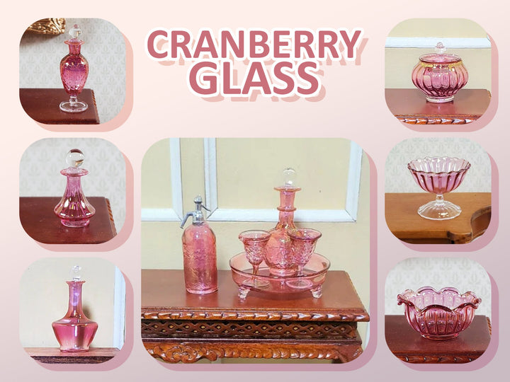 Dollhouse Decanter Pink Cranberry Glass with Stopper 1:12 Scale Philip Grenyer - Miniature Crush