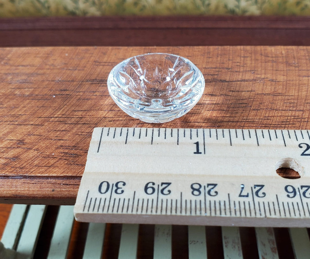Dollhouse Decorative Cut Clear Glass Bowl 1:12 Scale Miniature - MiniatureCrush
